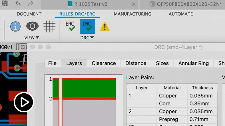 Design rules in Autodesk Fusion electronics